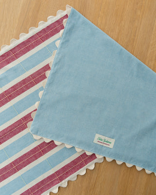 Biscuit Table Runner - Burgundy / Blue