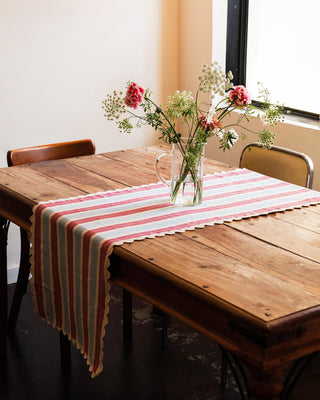 Biscuit Table Runner - Burgundy / Blue