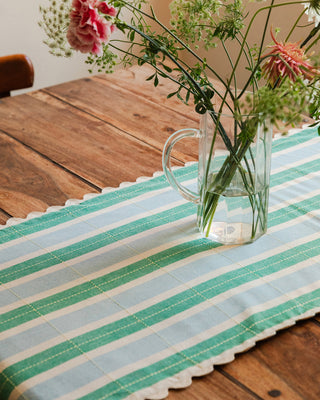 Chemin de table Biscuit - Vert / Bleu