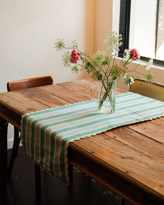 Chemin de table Biscuit - Vert / Bleu