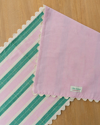 Chemin de table Biscuit - Vert / Pink