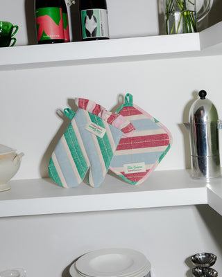 Striped Oven Mitt & Pot Holder Set