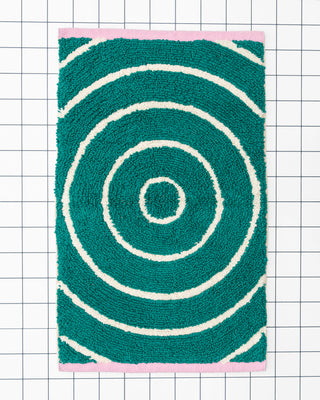 Rippled Bathmat / Teal Green & Pink