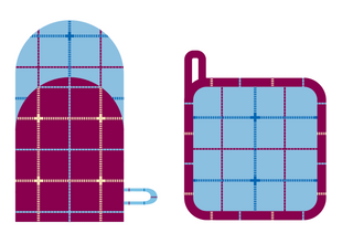 Grid Oven Mitt & Pot Holder set