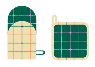Grid Oven Mitt & Pot Holder set
