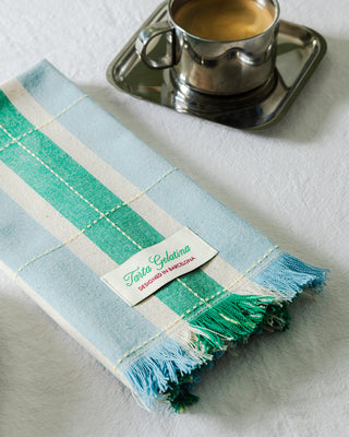 Serviettes rayées (lot de 2) - Vert / Bleu