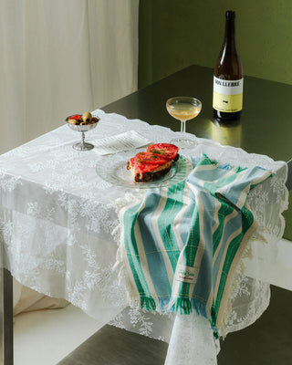Serviettes rayées (lot de 2) - Vert / Bleu