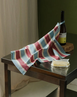 Striped Tea Towel - Burgundy / Blue