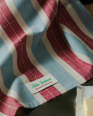 Striped Tea Towel - Burgundy / Blue