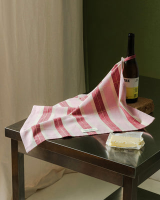 Striped Tea Towel - Burgundy / Pink