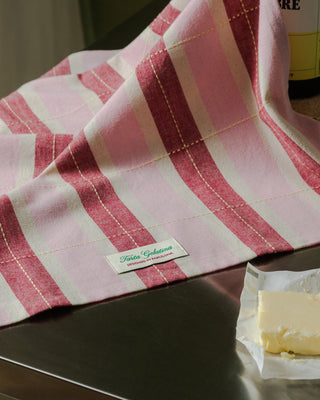 Striped Tea Towel - Burgundy / Pink