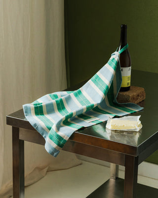 Paño de cocina a rayas - Verde / Azul