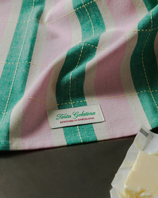 Striped Tea Towel - Green / Pink